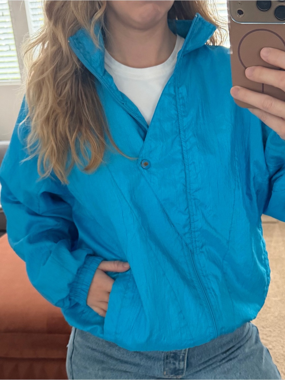 Vintage 90s Lavon Turquoise Windbreaker Jacket